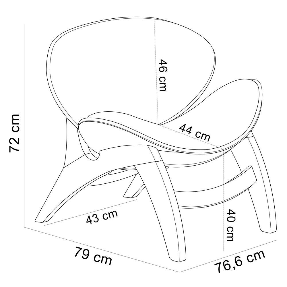 Kit 4 Poltronas Decorativa Orgânica Sala Living Kadosh L02 Suede Marrom - Lyam Decor
