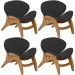Kit 4 Poltronas Decorativa Orgânica Sala Living Kadosh L02 Suede Preto - Lyam Decor