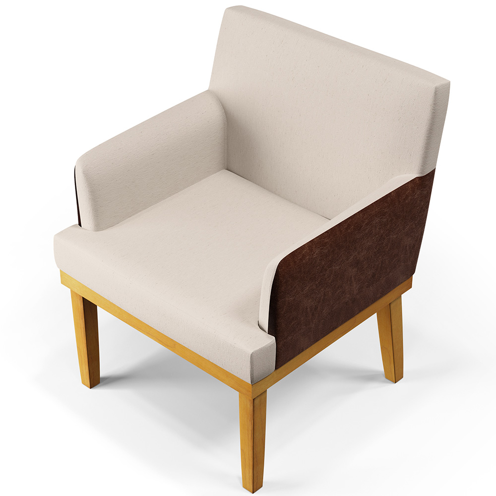 Kit 4 Poltronas Decorativas Para Sala De Estar Beatriz W01 Linho Cru Couríssimo Marrom - Lyam Decor