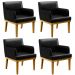 Kit 4 Poltronas Decorativas Para Sala De Estar E Recepção Beatriz W01 Couríssimo Preto - Lyam Decor