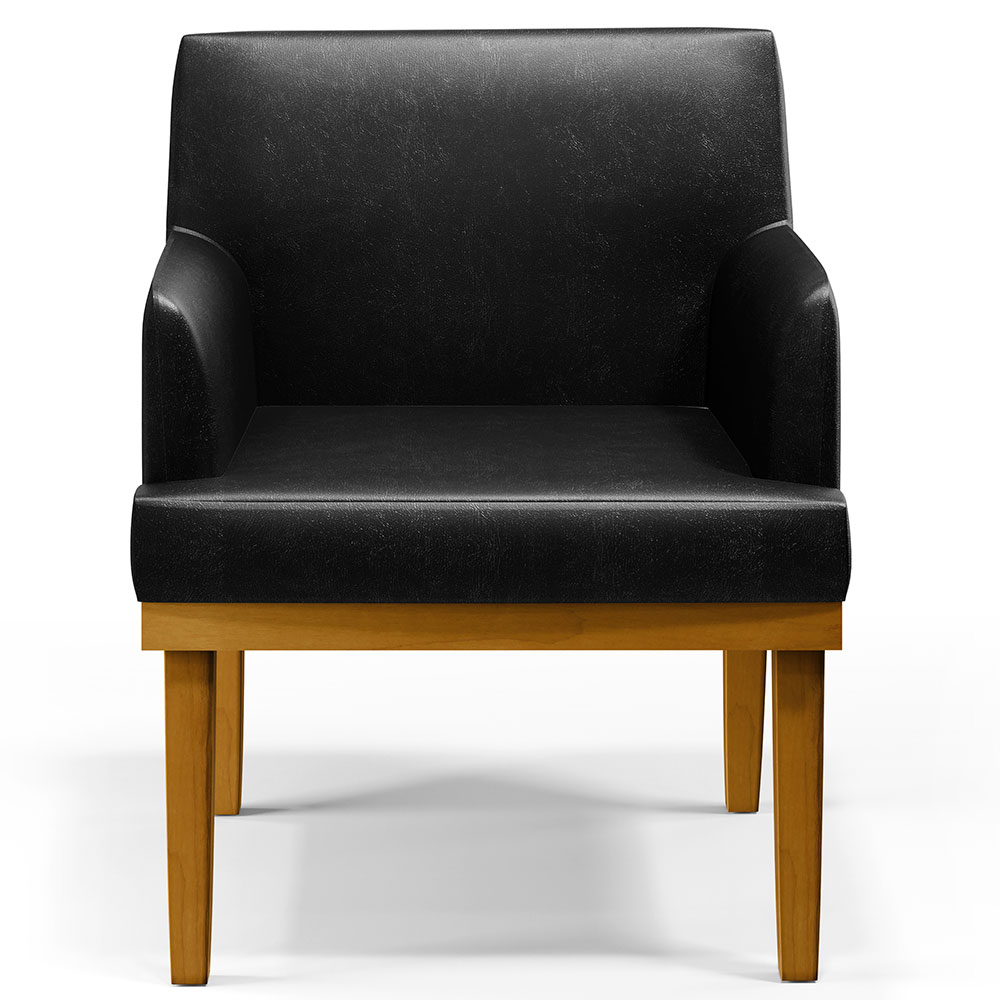 Kit 4 Poltronas Decorativas Para Sala De Estar E Recepção Beatriz W01 Couríssimo Preto - Lyam Decor