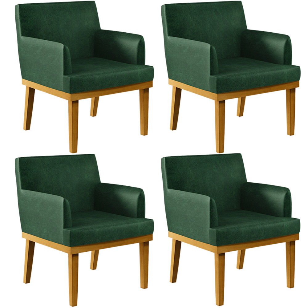 Kit 4 Poltronas Decorativas Para Sala De Estar E Recepção Beatriz W01 Facto Verde Musgo - Lyam Decor