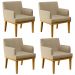 Kit 4 Poltronas Decorativas Para Sala de Estar e Recepção Beatriz W01 Linho Bege Escuro - Lyam Decor