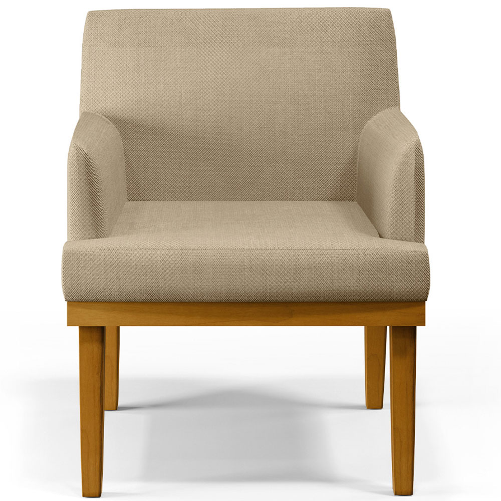 Kit 4 Poltronas Decorativas Para Sala de Estar e Recepção Beatriz W01 Linho Bege Escuro - Lyam Decor
