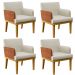 Kit 4 Poltronas Decorativas Sala De Estar Beatriz W01 Linho Champagne Couríssimo Camel - Lyam Decor