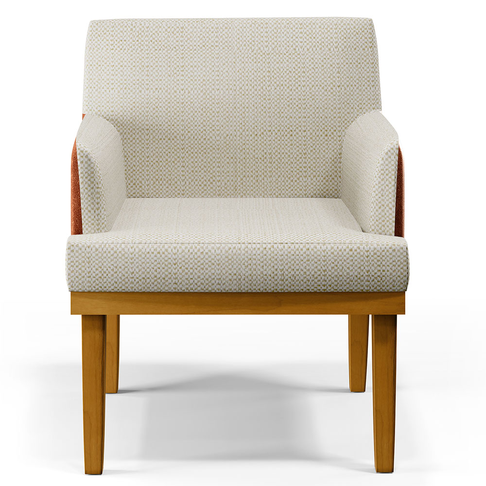 Kit 4 Poltronas Decorativas Sala De Estar Beatriz W01 Linho Champagne Couríssimo Camel - Lyam Decor