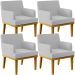 Kit 4 Poltronas Decorativas Sala De Estar E Recepção Base Mel Beatriz W01 Bouclê Cinza - Lyam Decor