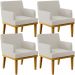 Kit 4 Poltronas Decorativas Sala De Estar E Recepção Base Mel Beatriz W01 Bouclê Creme - Lyam Decor