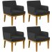 Kit 4 Poltronas Decorativas Sala De Estar E Recepção Base Mel Beatriz W01 Bouclê Preto - Lyam Decor