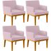 Kit 4 Poltronas Decorativas Sala De Estar E Recepção Base Mel Beatriz W01 Bouclê Rosê - Lyam Decor