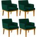 Kit 4 Poltronas Decorativas Sala De Estar E Recepção Base Mel Beatriz W01 Bouclê Verde - Lyam Decor