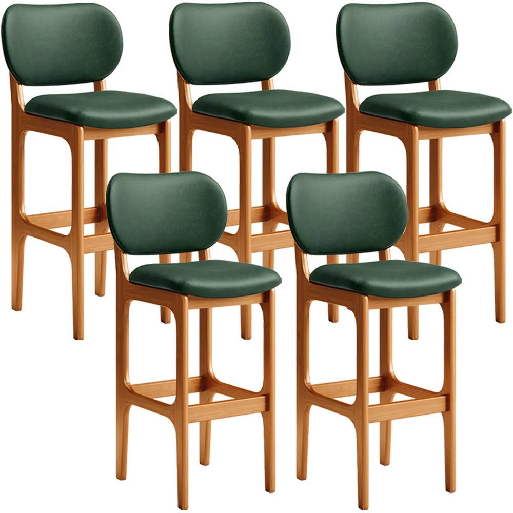 Kit 5 Banquetas Alta Bar Cozinha Sala Jantar Fixa Betta L02 Imbuia Facto Verde Musgo - Lyam Decor