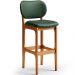 Kit 5 Banquetas Alta Bar Cozinha Sala Jantar Fixa Betta L02 Imbuia Facto Verde Musgo - Lyam Decor