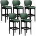 Kit 5 Banquetas Alta Bar Cozinha Sala Jantar Fixa Betta L02 Preto Facto Verde Musgo - Lyam Decor