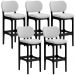 Kit 5 Banquetas Alta Bar Cozinha Sala Jantar Fixa Betta L02 Preto Linho Cinza - Lyam Decor