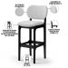 Kit 5 Banquetas Alta Bar Cozinha Sala Jantar Fixa Betta L02 Preto Linho Cinza - Lyam Decor