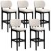 Kit 5 Banquetas Alta Bar Cozinha Sala Jantar Fixa Betta L02 Preto Linho Cru - Lyam Decor