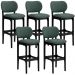 Kit 5 Banquetas Alta Bar Cozinha Sala Jantar Fixa Betta L02 Preto Linho Verde Musgo - Lyam Decor