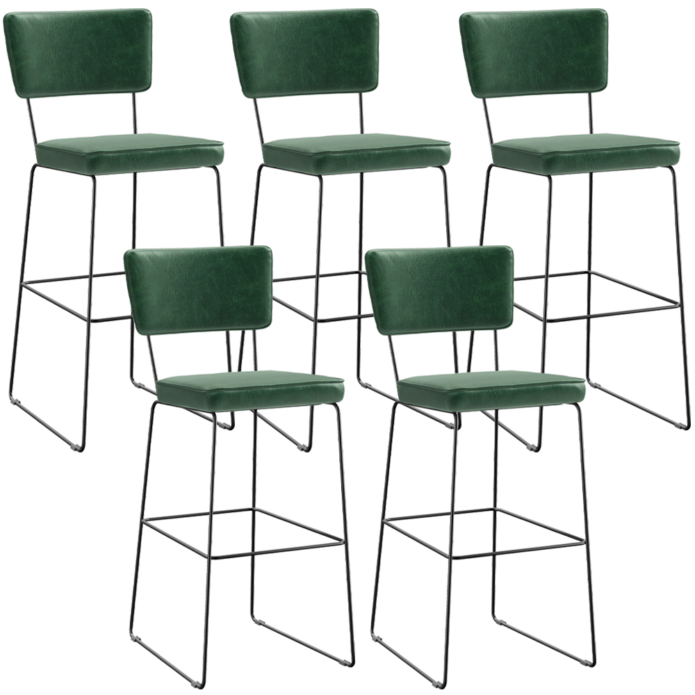 Kit 5 Banquetas Altas Cozinha Sala Jantar Base Em Aço Fixa Allana L02 Facto Verde Musgo - Lyam Decor