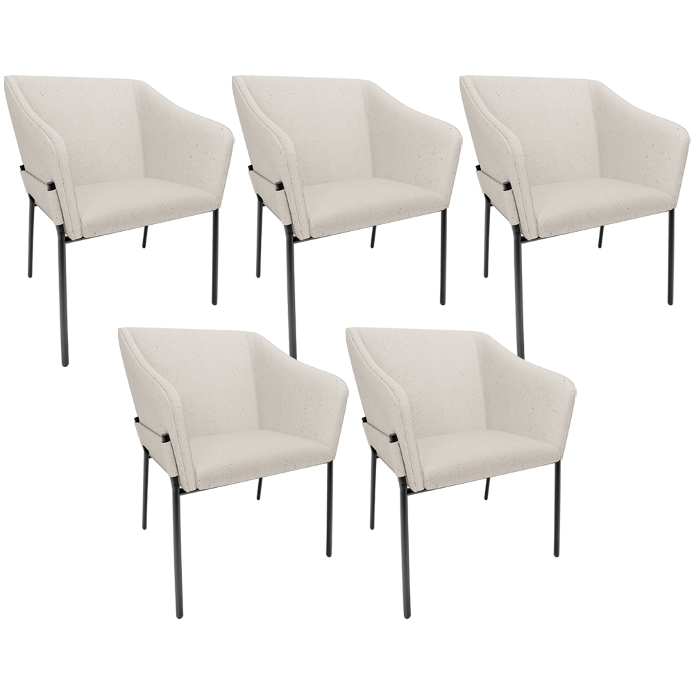Kit 5 Cadeiras Para Sala de Jantar Estar Living Olívia L02 Linho Cru - Lyam Decor