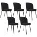 Kit 5 Cadeiras Sala de Jantar Estofada Gavi L02 Bouclê Preto - Lyam Decor