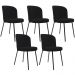 Kit 5 Cadeiras Sala de Jantar Estofada Gavi L02 Suede Preto - Lyam Decor