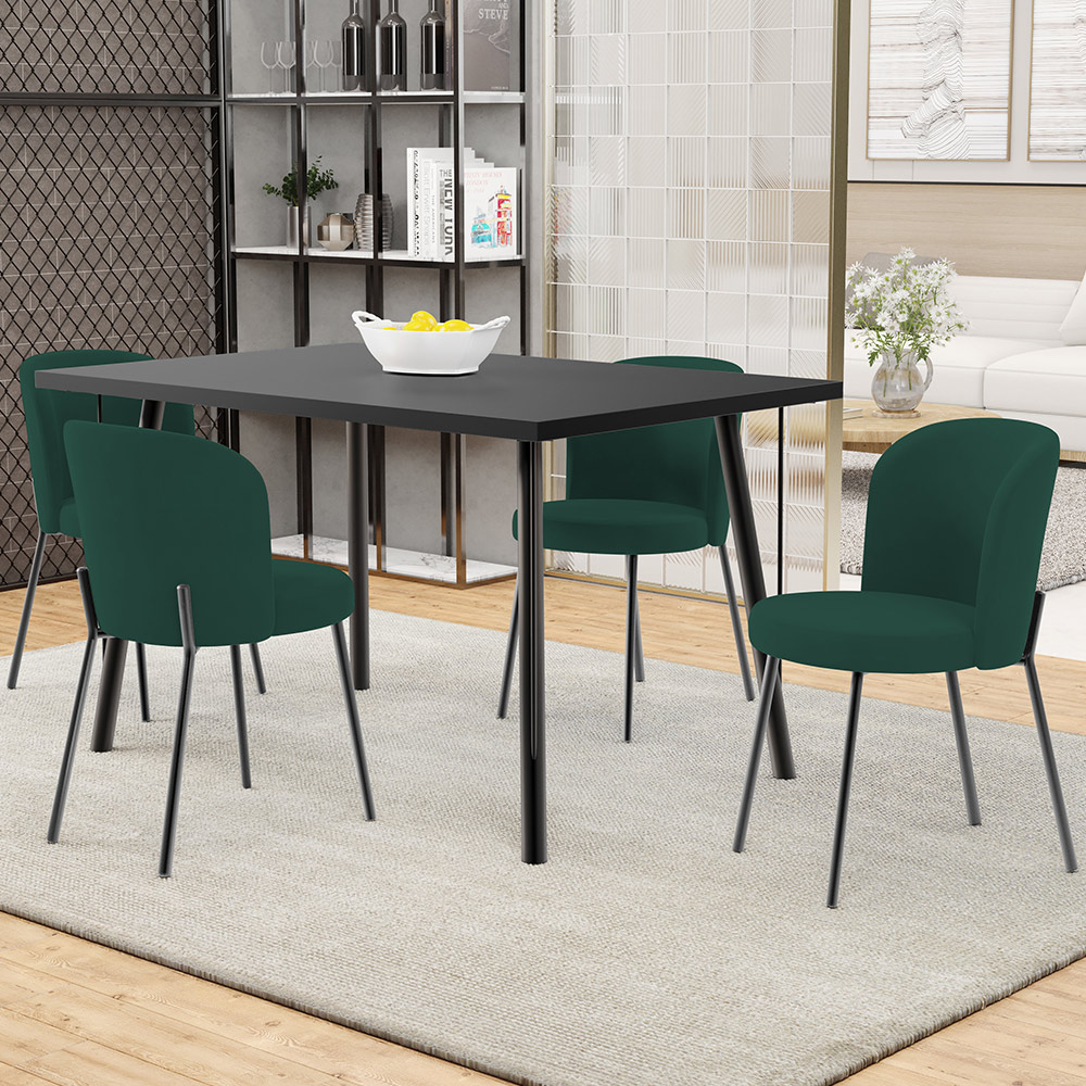 Kit 5 Cadeiras Sala de Jantar Estofada Gavi L02 Suede Verde Musgo - Lyam Decor