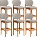 Kit 6 Banquetas Alta Bar Cozinha Sala Jantar Fixa Betta L02 Imbuia Linho Bege - Lyam Decor