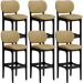 Kit 6 Banquetas Alta Bar Cozinha Sala Jantar Fixa Betta L02 Preto Couríssimo Casco Fendi - Lyam Decor