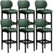 Kit 6 Banquetas Alta Bar Cozinha Sala Jantar Fixa Betta L02 Preto Facto Verde Musgo - Lyam Decor