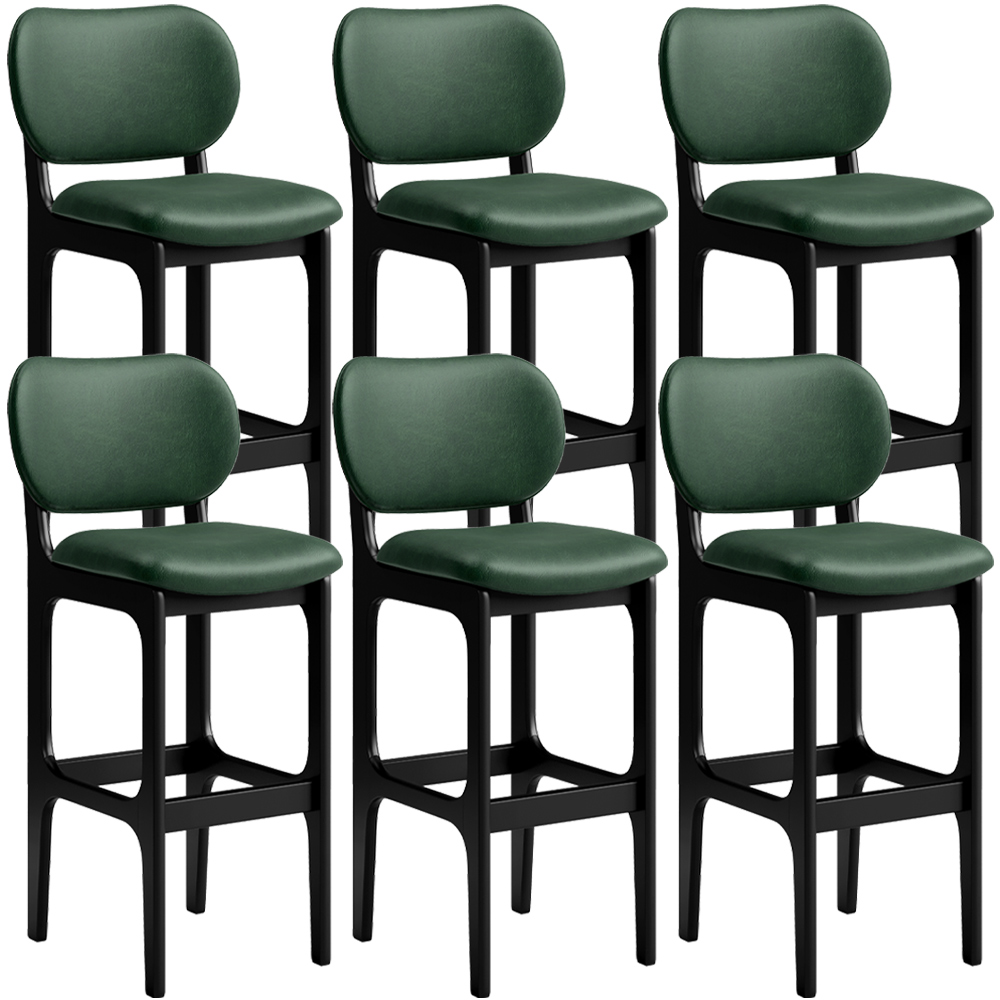 Kit 6 Banquetas Alta Bar Cozinha Sala Jantar Fixa Betta L02 Preto Facto Verde Musgo - Lyam Decor