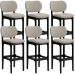 Kit 6 Banquetas Alta Bar Cozinha Sala Jantar Fixa Betta L02 Preto Linho Bege - Lyam Decor