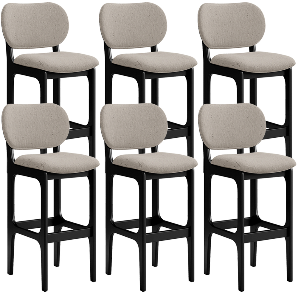 Kit 6 Banquetas Alta Bar Cozinha Sala Jantar Fixa Betta L02 Preto Linho Bege - Lyam Decor