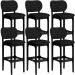 Kit 6 Banquetas Alta Bar Cozinha Sala Jantar Fixa Betta L02 Preto Linho Chumbo - Lyam Decor