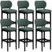 Kit 6 Banquetas Alta Bar Cozinha Sala Jantar Fixa Betta L02 Preto Linho Verde Musgo - Lyam Decor