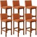 Kit 6 Banquetas Altas Para Cozinha Sala De Jantar Fixa Alya L02 Tecido Terracota - Lyam Decor