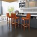 Kit 6 Banquetas Altas Para Cozinha Sala De Jantar Fixa Alya L02 Tecido Terracota - Lyam Decor