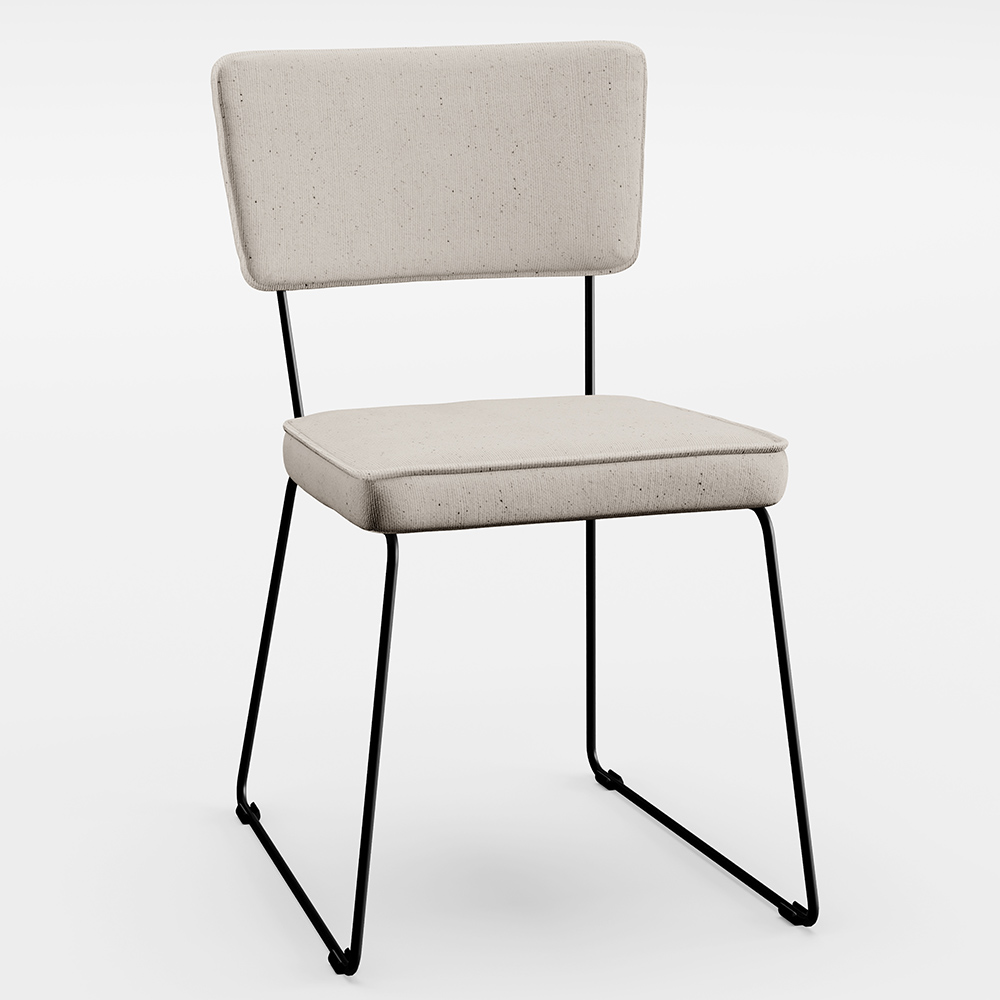 Kit 6 Cadeiras Decorativa Estofada Para Sala De Jantar Base Em Aço Allana L02 Linho Cru - Lyam Decor