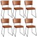 Kit 6 Cadeiras Decorativas Estofada Sala De Jantar Base Aço Allana L02 Couríssimo Camel - Lyam Decor