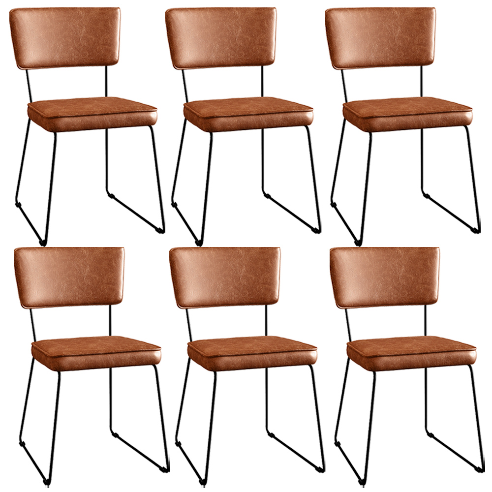 Kit 6 Cadeiras Decorativas Estofada Sala De Jantar Base Aço Allana L02 Couríssimo Camel - Lyam Decor