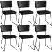 Kit 6 Cadeiras Decorativas Estofada Sala De Jantar Base Aço Allana L02 Couríssimo Preto - Lyam Decor