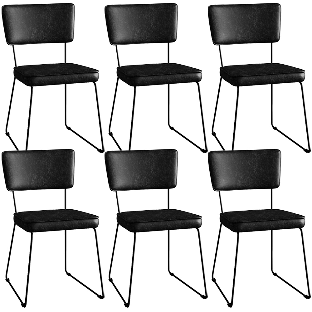 Kit 6 Cadeiras Decorativas Estofada Sala De Jantar Base Aço Allana L02 Couríssimo Preto - Lyam Decor