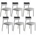 Kit 6 Cadeiras Decorativas Estofada Sala Jantar Melina L02 Linho Cinza Couríssimo Preto - Lyam Decor