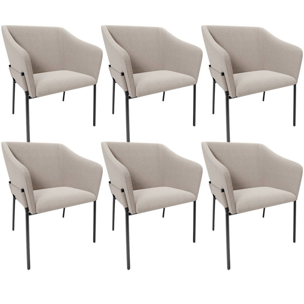 Kit 6 Cadeiras Para Sala de Jantar Estar Living Olívia L02 Bouclê Creme - Lyam Decor