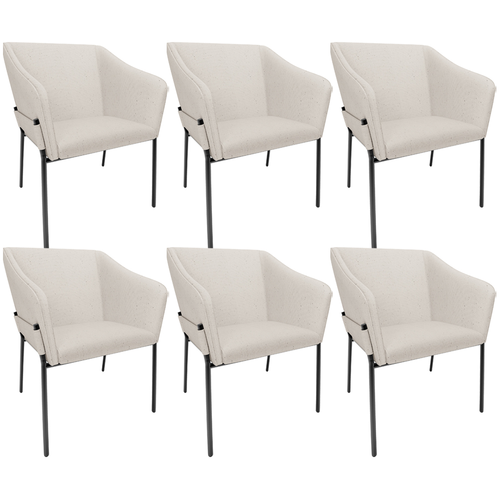 Kit 6 Cadeiras Para Sala de Jantar Estar Living Olívia L02 Linho Cru - Lyam Decor
