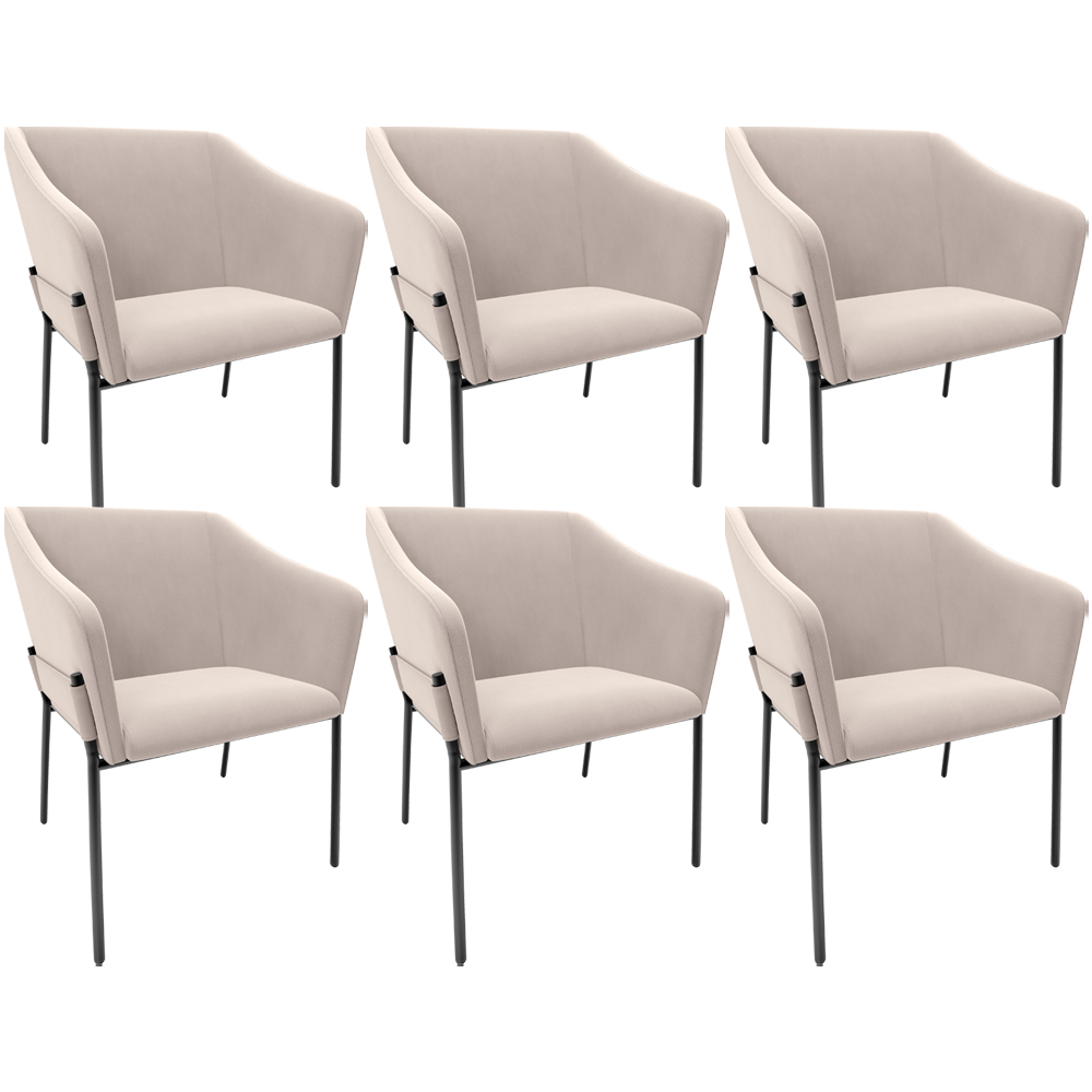 Kit 6 Cadeiras Para Sala de Jantar Estar Living Olívia L02 Suede Bege - Lyam Decor