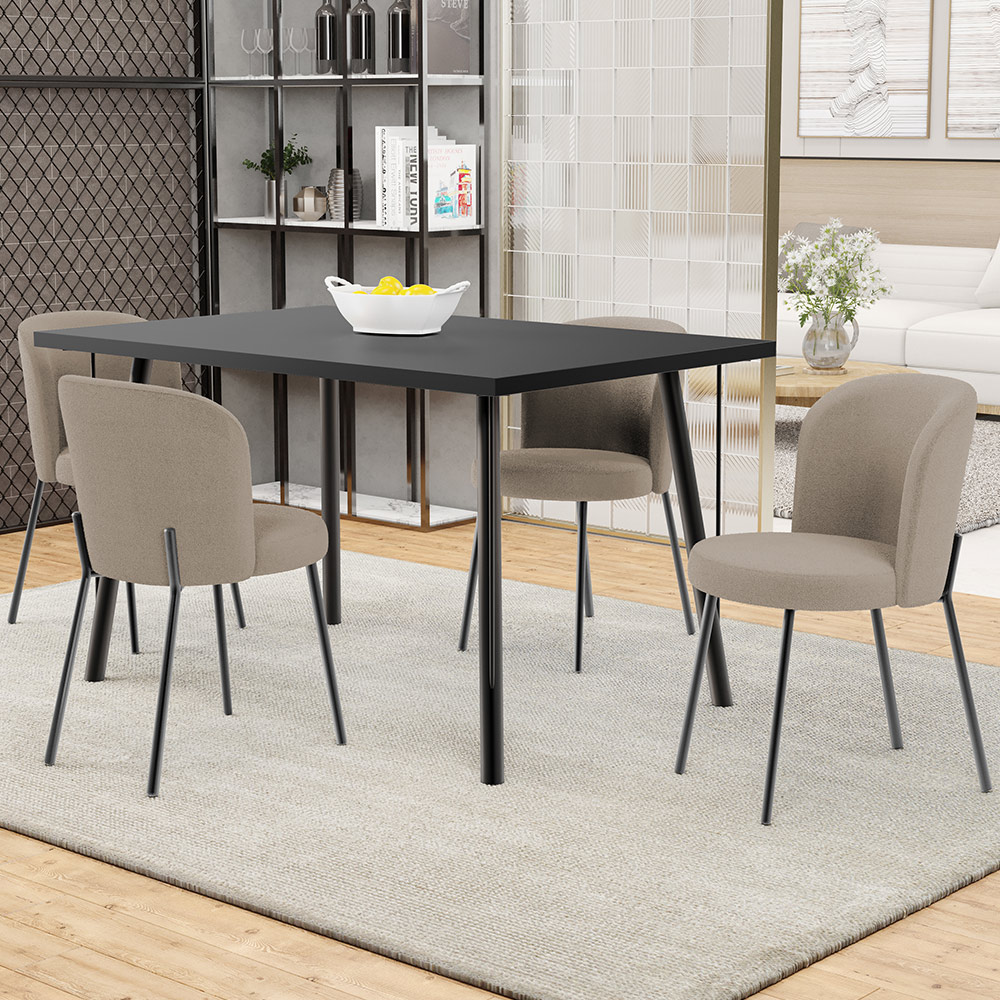 Kit 6 Cadeiras Sala de Jantar Estofada Gavi L02 Bouclê Bege - Lyam Decor
