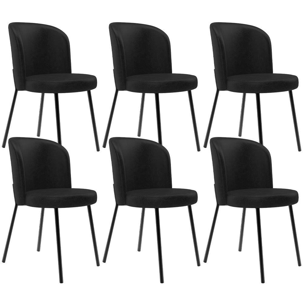 Kit 6 Cadeiras Sala de Jantar Estofada Gavi L02 Couríssimo Preto - Lyam Decor