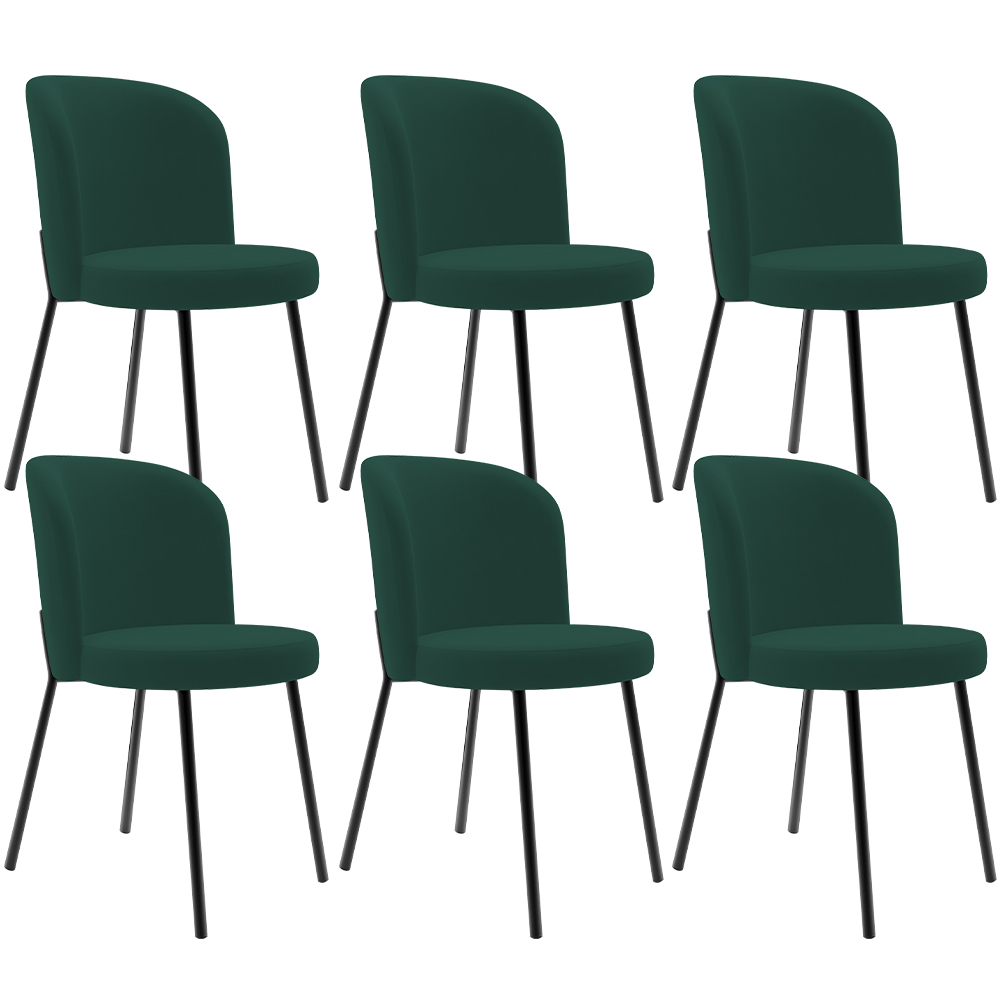 Kit 6 Cadeiras Sala de Jantar Estofada Gavi L02 Suede Verde Musgo - Lyam Decor