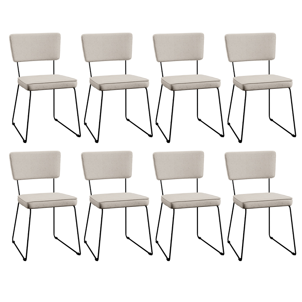 Kit 8 Cadeiras Decorativa Estofada Para Sala De Jantar Base Em Aço Allana L02 Linho Cru - Lyam Decor